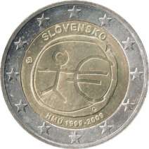 [Das schwindsüchtige Euro-Männchen auf einer slowakischen Gedenkmünze 2009]