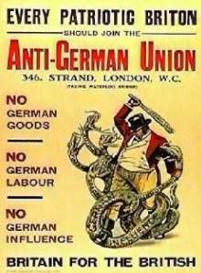 [britisches Hetzplakat mit anti-deutschem Boykott-Aufruf]