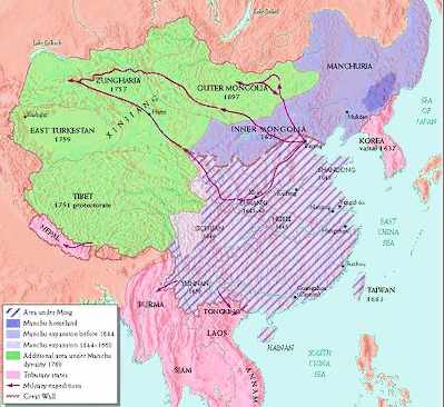 [Karte: Chinas Machtbereich 1795]