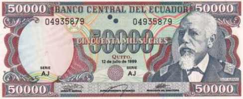 [Zentralbanknote zu 50.000 Sucres auf Eloy Alfaro]
