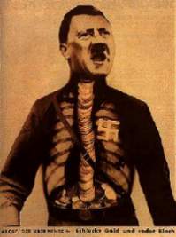 [Schluckt Gold und redet Blech - Anti-Hitler-Karikatur von Helmut Herzfeld alias 'John Heartfield' 1932]