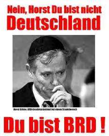 [neo-nazistische Verunglimpfung des aus Rumänien stammenden BRDDR-Präsidenten Horst Köhler, hier in einer jüdischen Synagoge in Israel]